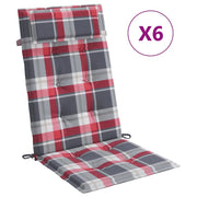 High back chair cushions 6 pcs red plaid Oxford fabric V3317 Vetonek