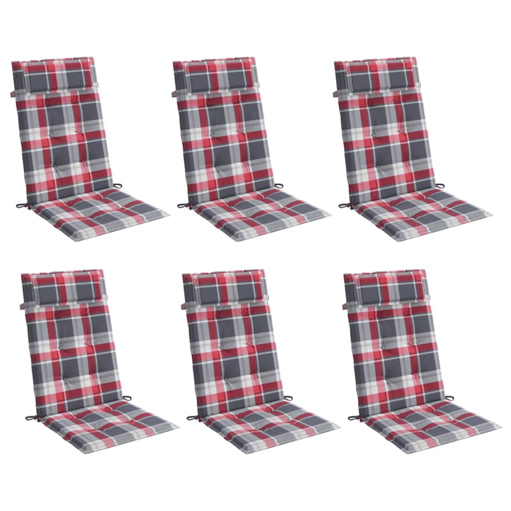 High back chair cushions 6 pcs red plaid Oxford fabric V3317 Vetonek