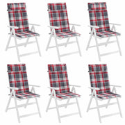 High back chair cushions 6 pcs red plaid Oxford fabric V3317 Vetonek