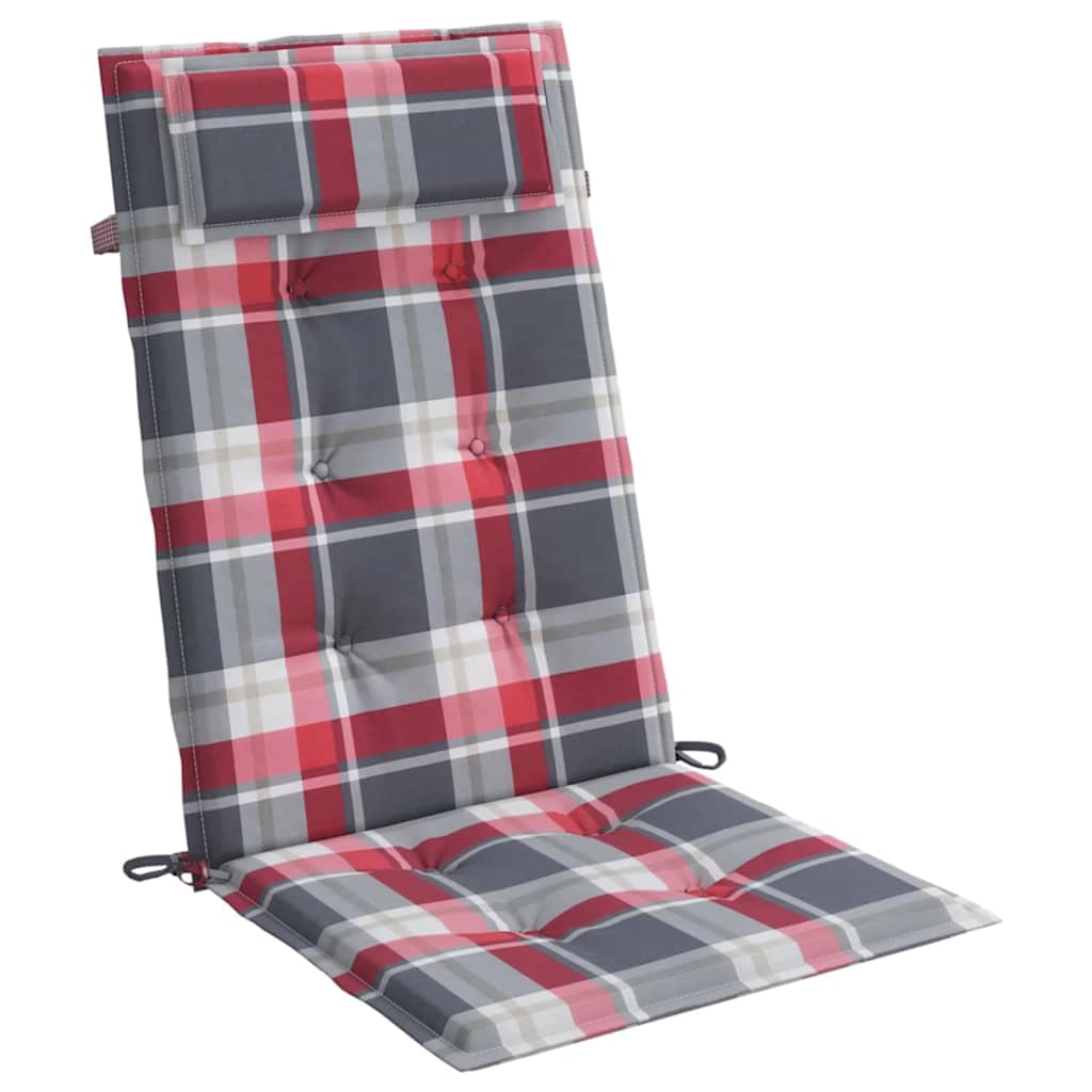 High back chair cushions 6 pcs red plaid Oxford fabric V3317 Vetonek