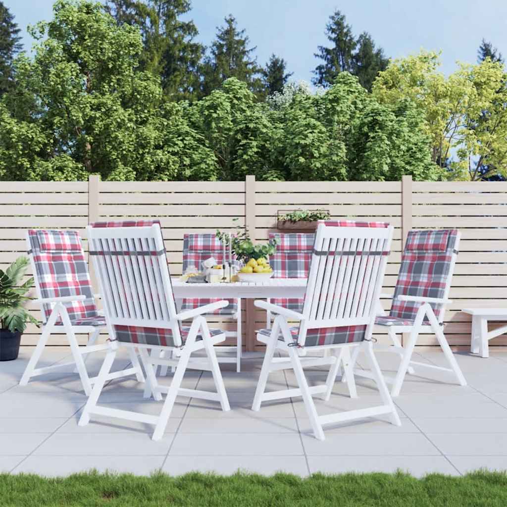 High back chair cushions 6 pcs red plaid Oxford fabric V3317 Vetonek