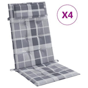 High back chair cushions 4 pcs gray plaid Oxford fabric V3331 Vetonek