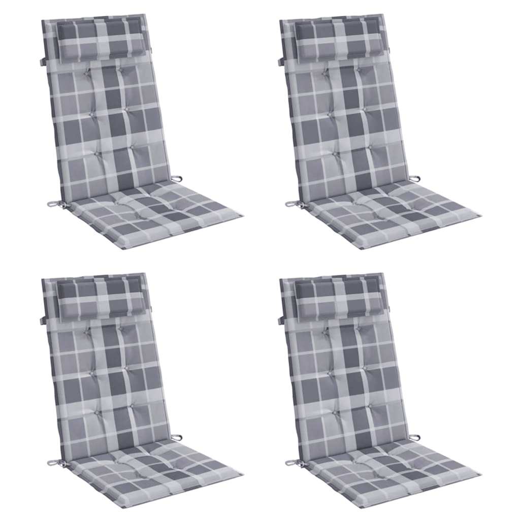 High back chair cushions 4 pcs gray plaid Oxford fabric V3331 Vetonek