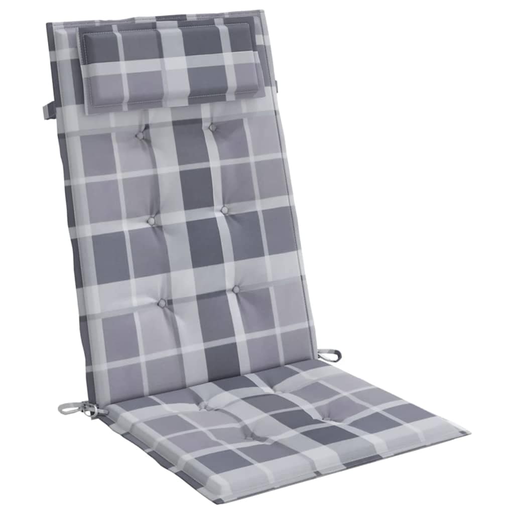 High back chair cushions 4 pcs gray plaid Oxford fabric V3331 Vetonek