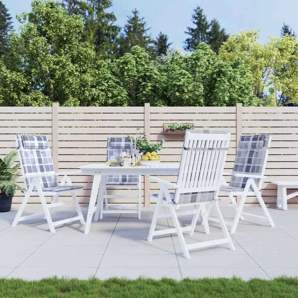 High back chair cushions 4 pcs gray plaid Oxford fabric V3331 Vetonek