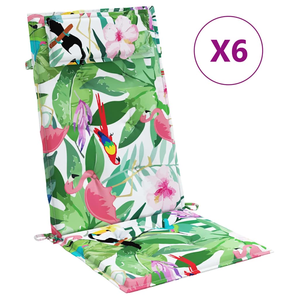 High back chair cushions 6 pcs Multicolored Oxford fabric V3430 Vetonek