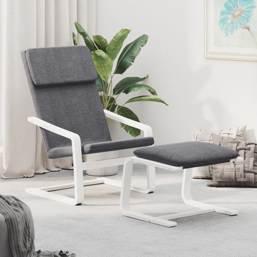 Vetonek Sillón de relax con taburete tela gris oscuro