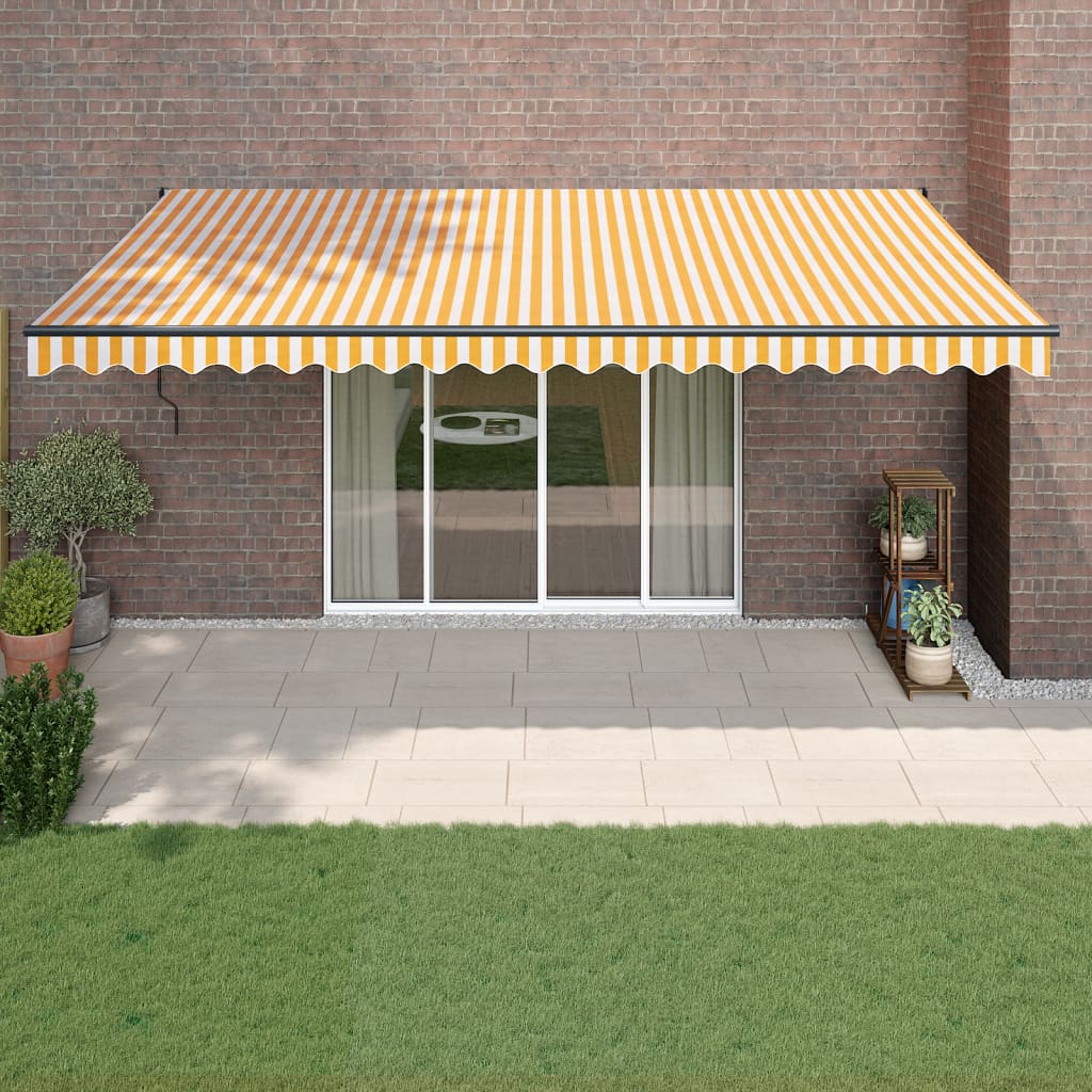 Vetonek Toldo retráctil aluminio y tela amarillo y blanco 5x3 m