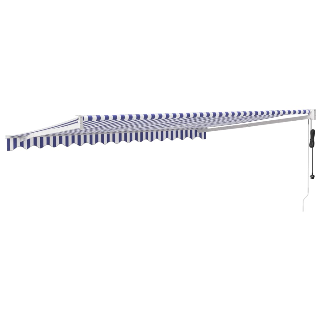 Blue and white automatic retractable awning 4.5x3 m V4840 Vetonek