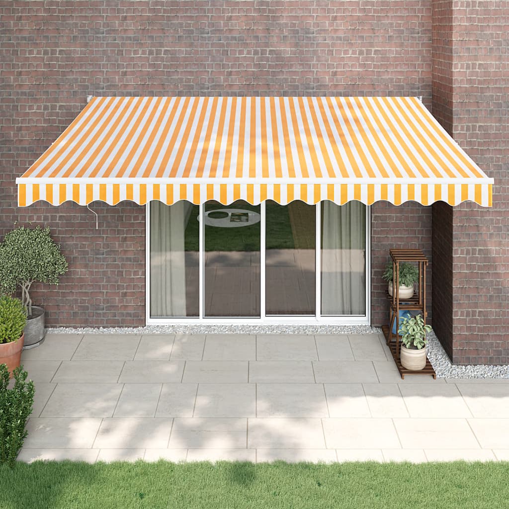 Yellow and white automatic retractable awning 4.5x3 m V4949 Vetonek