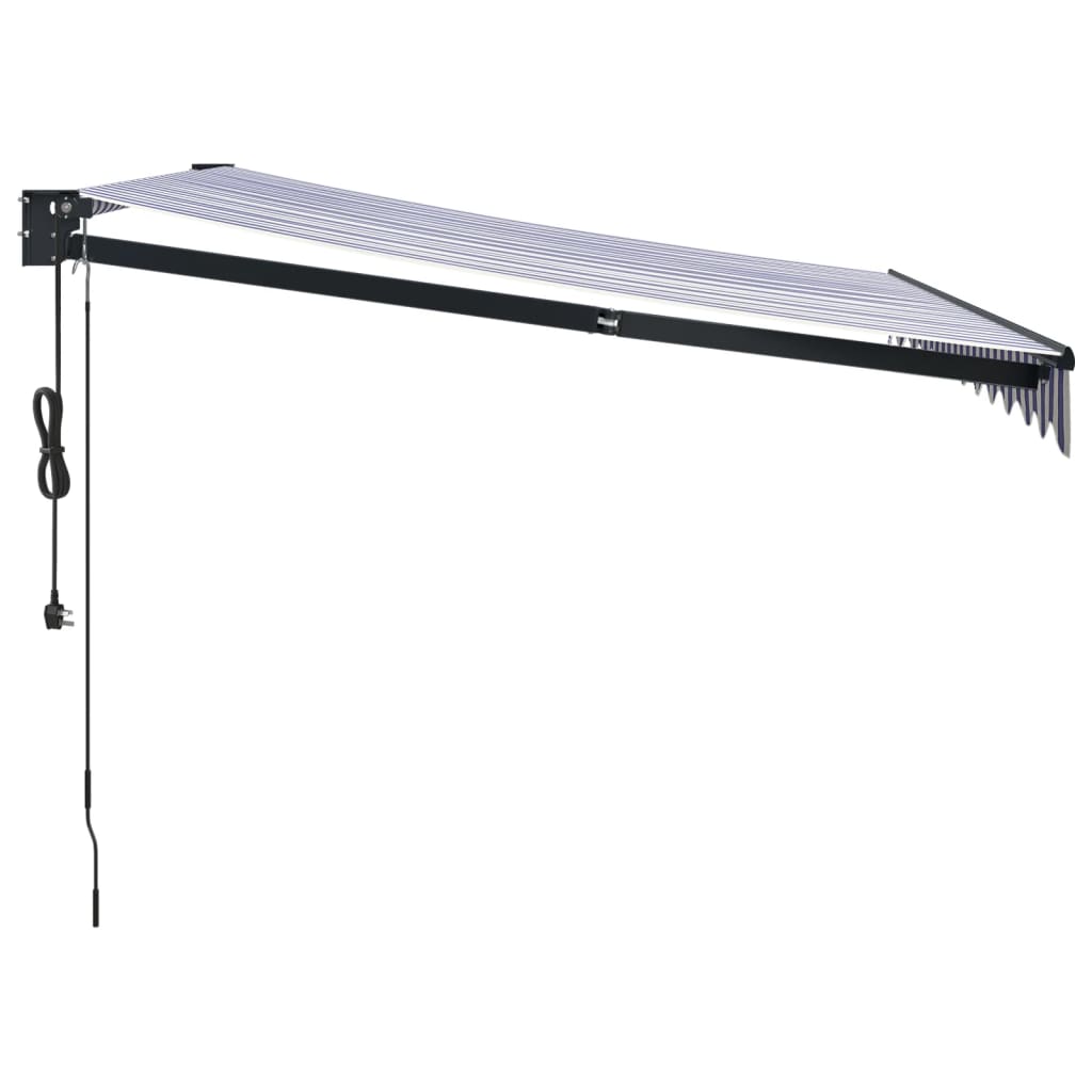 Blue and white automatic retractable awning 3x2.5 m V5069 Vetonek