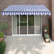 Blue and white automatic retractable awning 3x2.5 m V5069 Vetonek