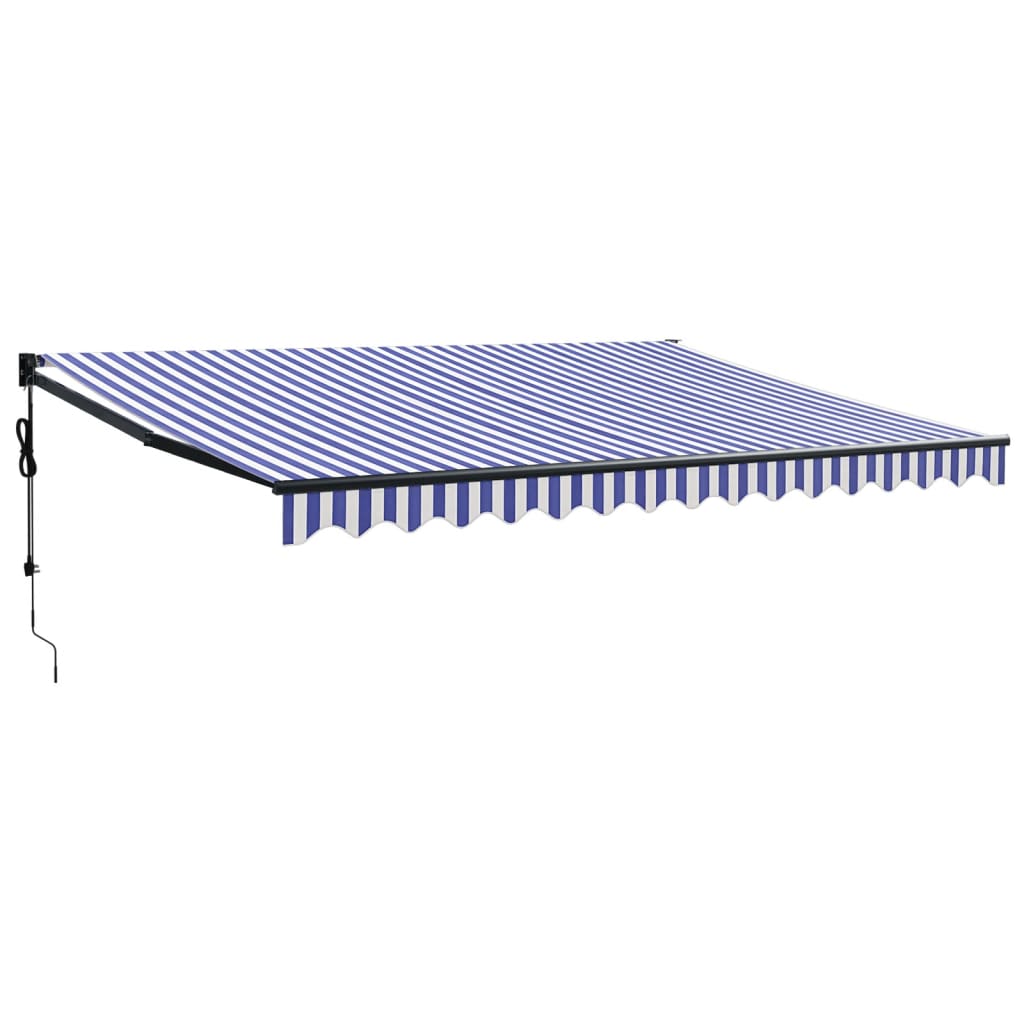 Blue and white automatic retractable awning 4.5x3 m V5090 Vetonek