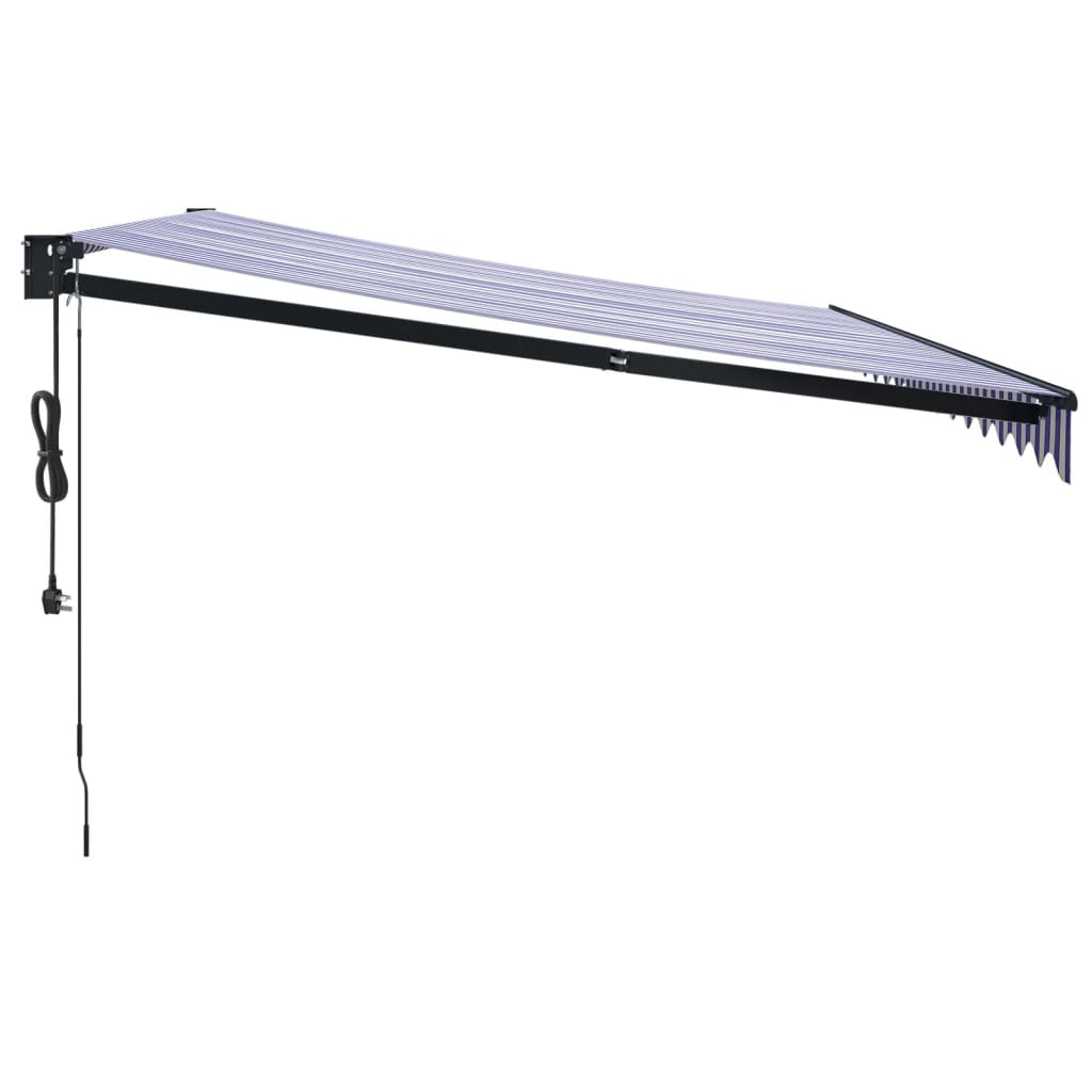 Blue and white automatic retractable awning 4.5x3 m V5090 Vetonek