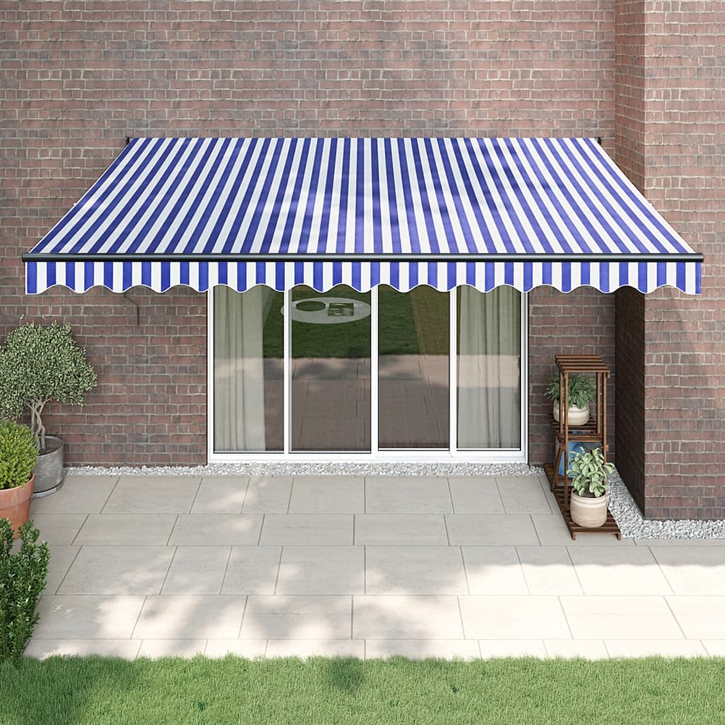 Blue and white automatic retractable awning 4.5x3 m V5090 Vetonek