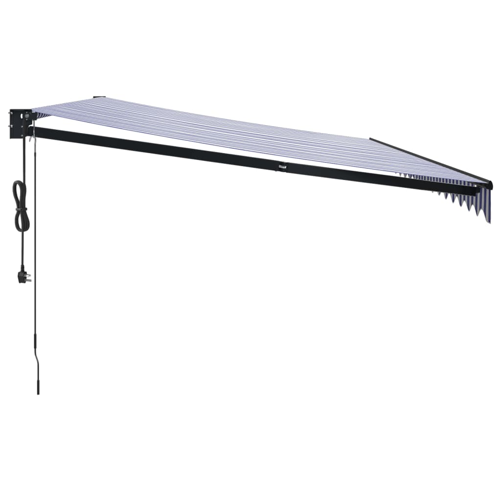 Blue and white automatic retractable awning 5x3 m V5106 Vetonek