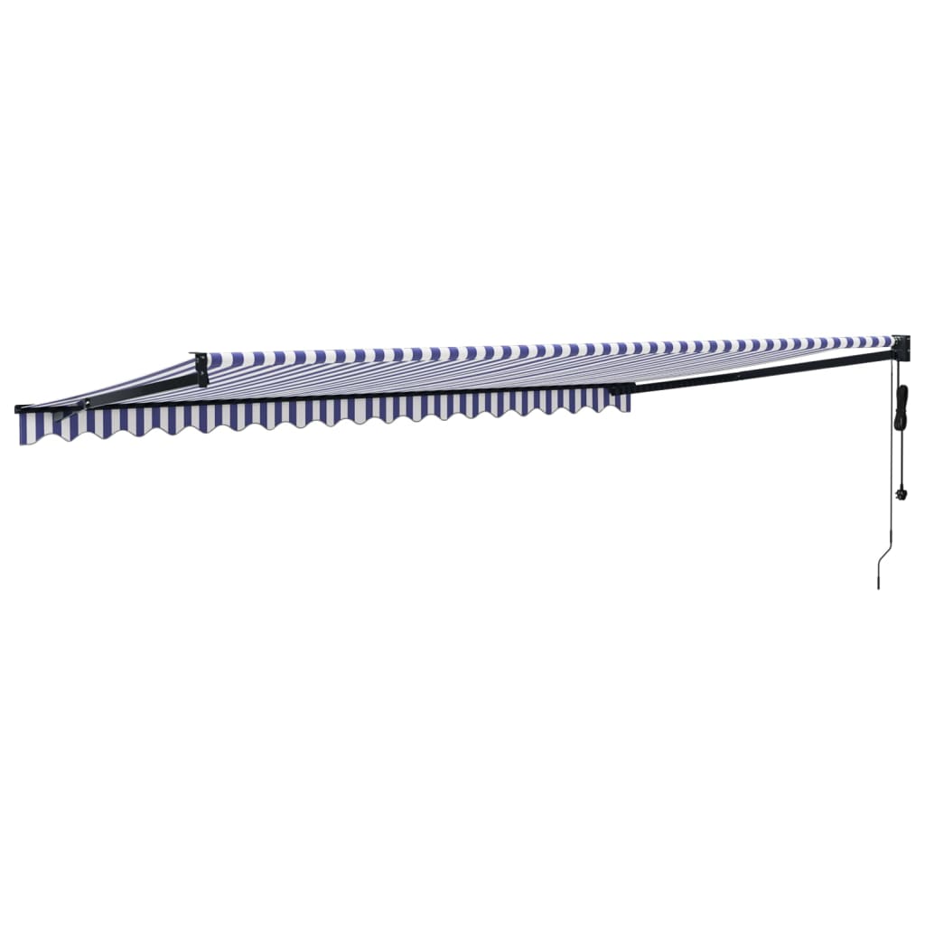 Blue and white automatic retractable awning 5x3 m V5106 Vetonek