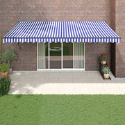 Blue and white automatic retractable awning 5x3 m V5106 Vetonek