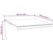 Cream automatic retractable awning 3x2.5 m V5113 Vetonek