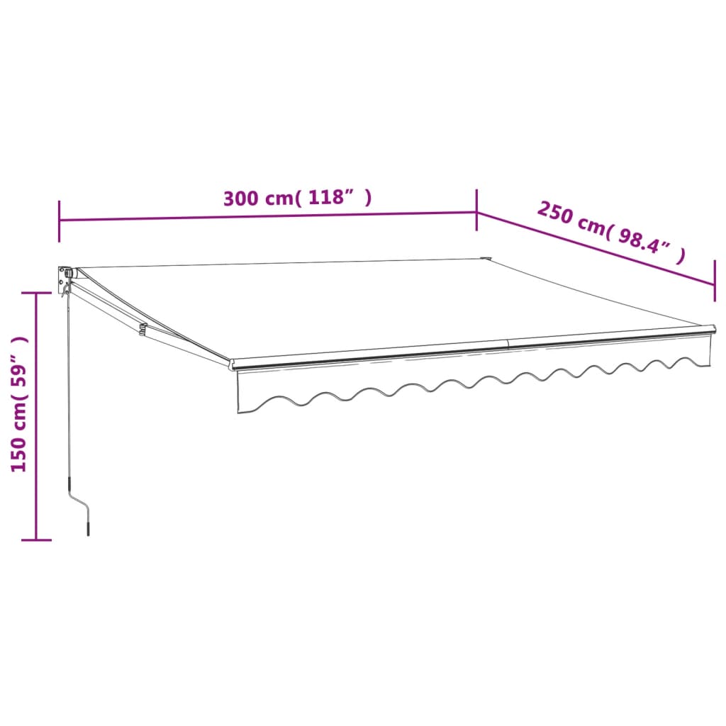 Cream automatic retractable awning 3x2.5 m V5113 Vetonek