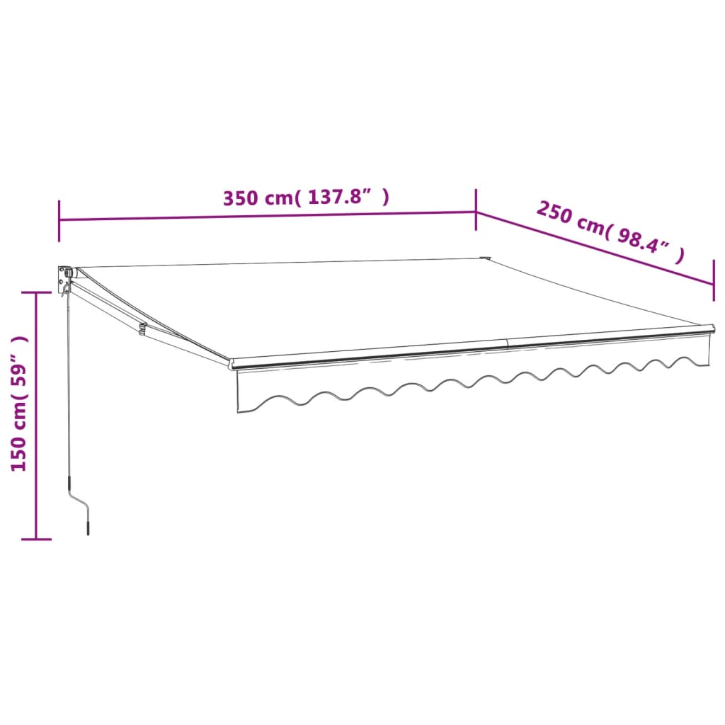 Yellow and white automatic retractable awning 3.5x2.5 m V5175 Vetonek
