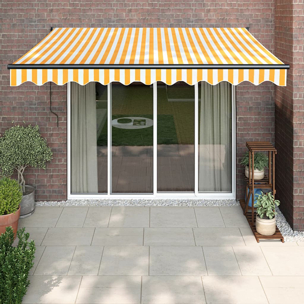 Yellow and white automatic retractable awning 3.5x2.5 m V5175 Vetonek