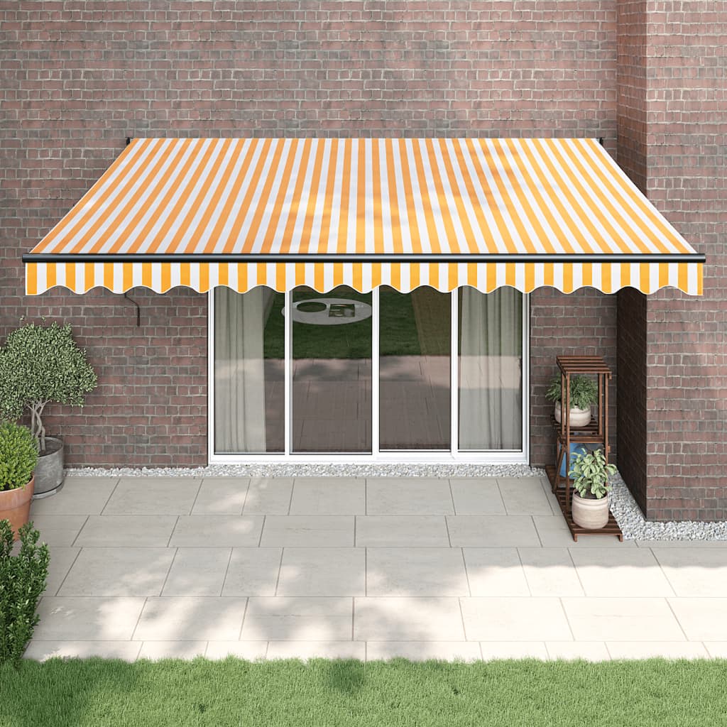 Yellow and white automatic retractable awning 4x3 m V5182 Vetonek