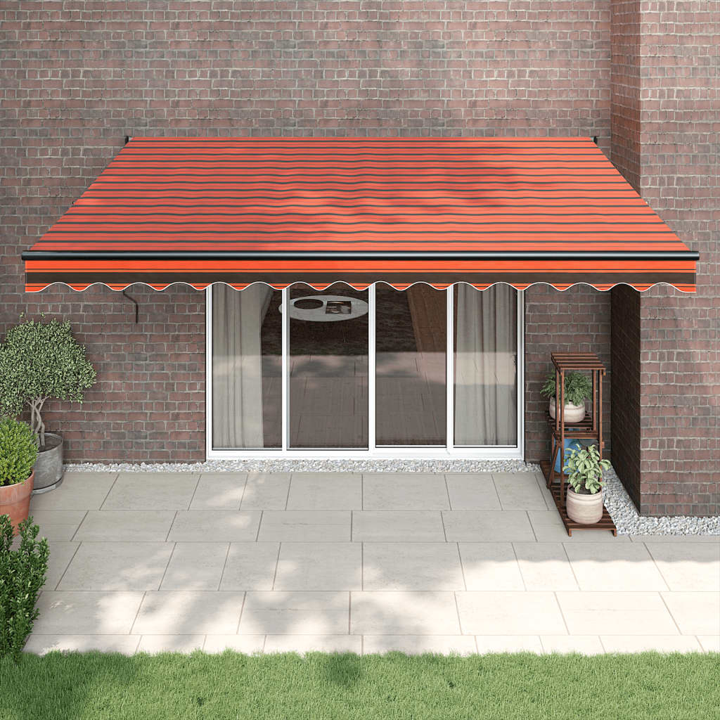 Automatic retractable awning orange and brown 4x3 m V5281 Vetonek