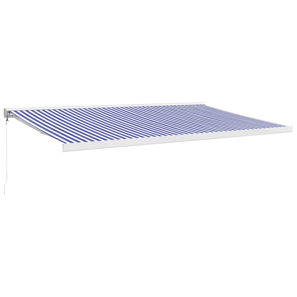 Toldo retráctil aluminio y tela azul y blanco 5x3 m vidaXL