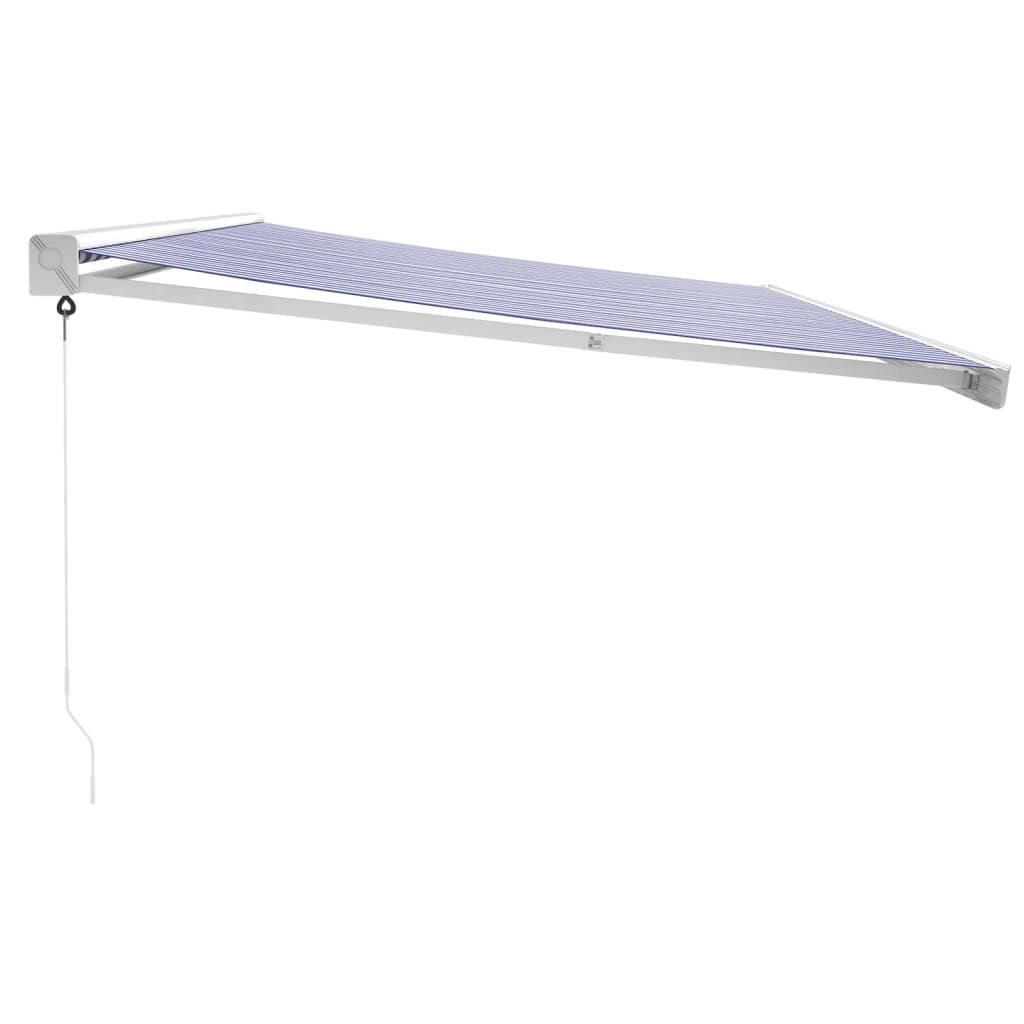 Toldo retráctil aluminio y tela azul y blanco 5x3 m vidaXL