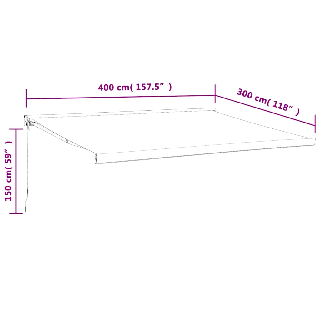 Toldo retráctil aluminio y tela amarillo y blanco 4x3 m vidaXL