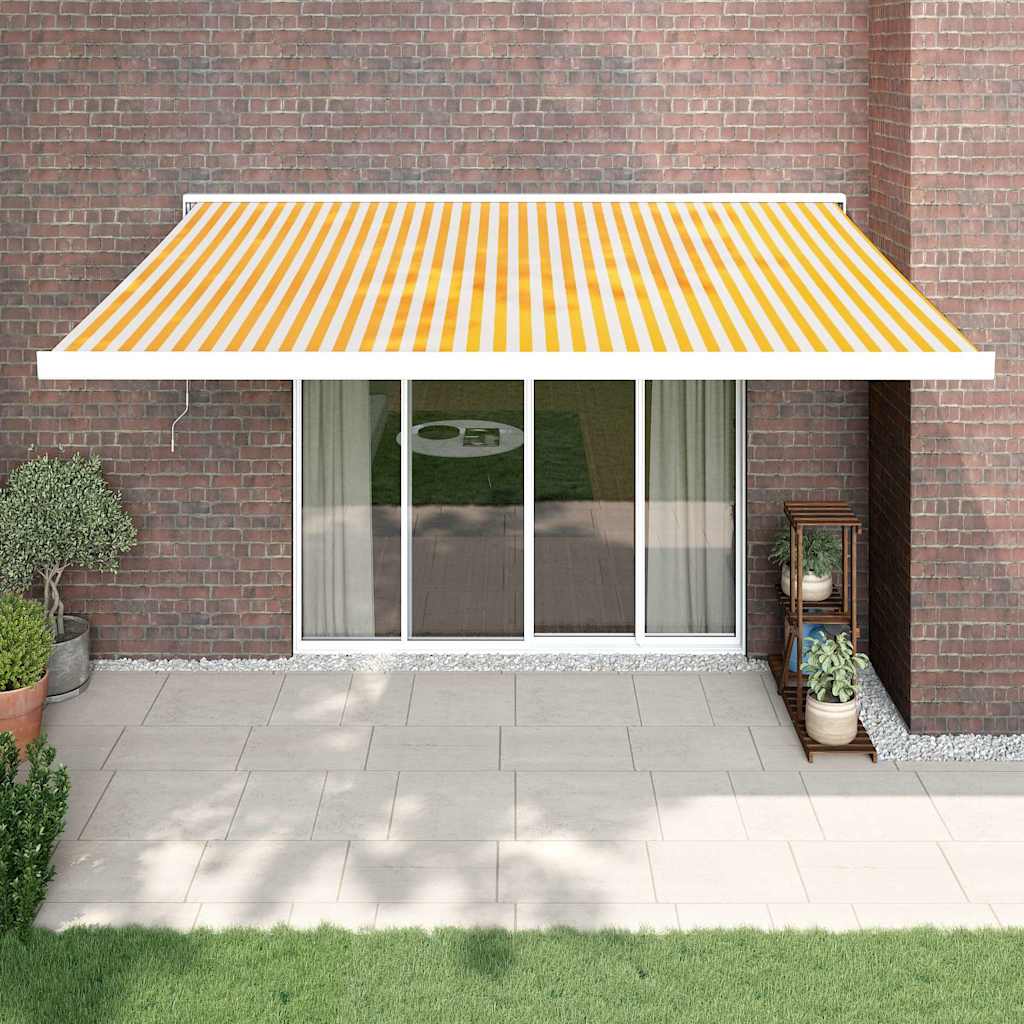 Toldo retráctil aluminio y tela amarillo y blanco 4x3 m vidaXL