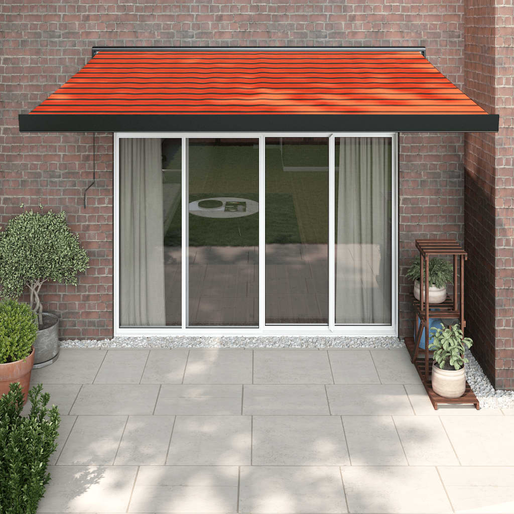 Vetonek Toldo retráctil aluminio y tela naranja y marrón 3x2,5 m