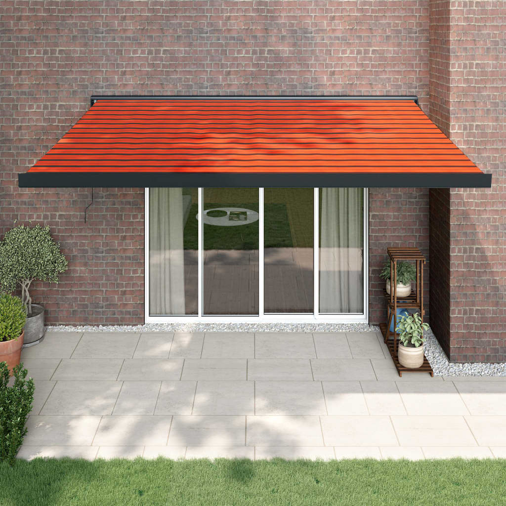 Vetonek Toldo retráctil aluminio y tela naranja y marrón 4x3 m