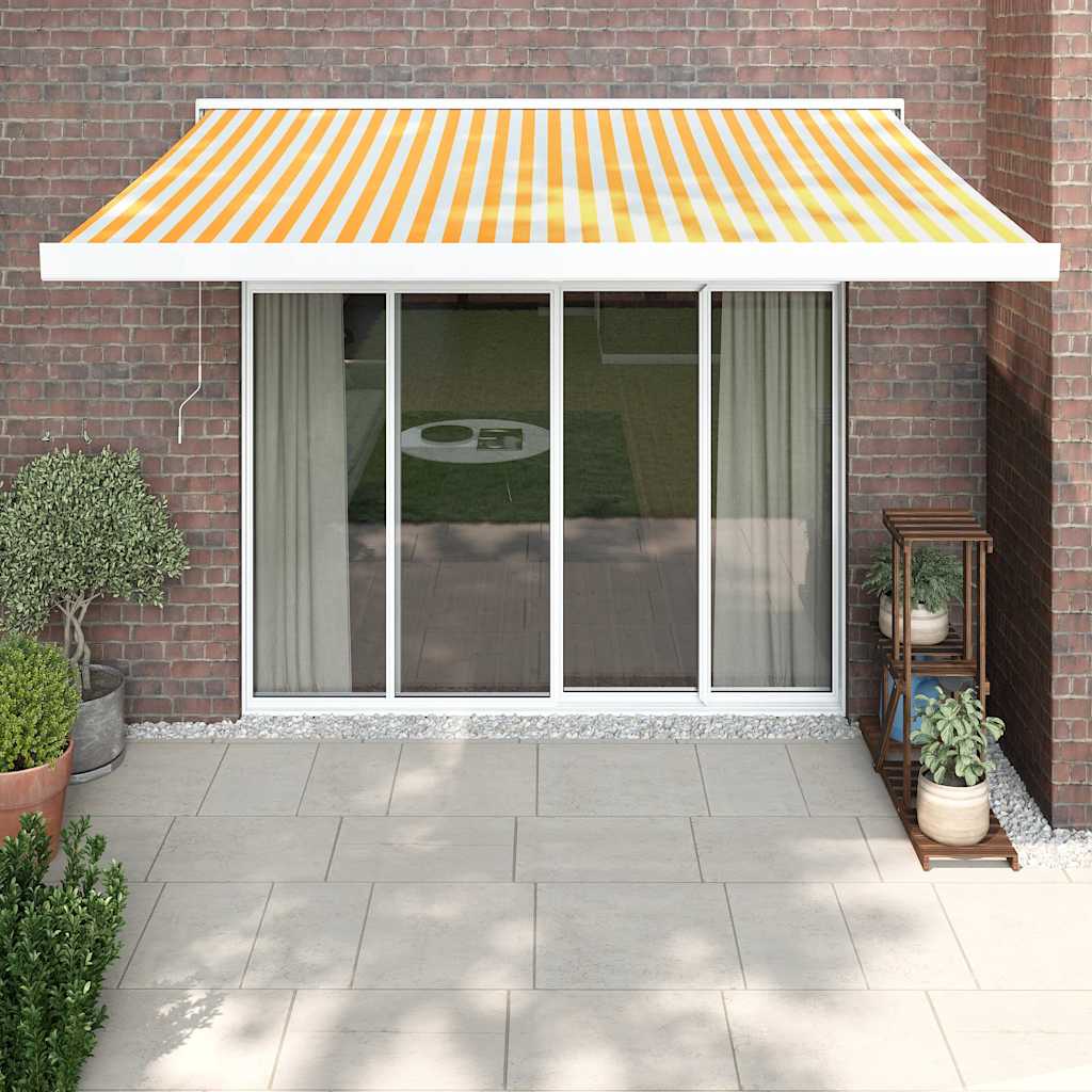 Vetonek Toldo retráctil aluminio y tela blanco y amarillo 3x2,5 m