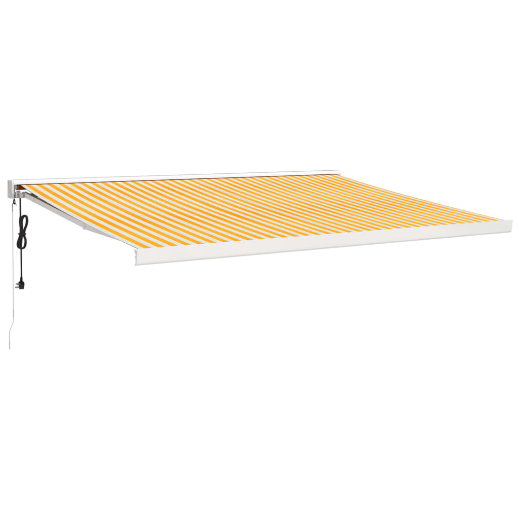 Toldo retráctil aluminio y tela amarillo y blanco 4,5x3 m vidaXL