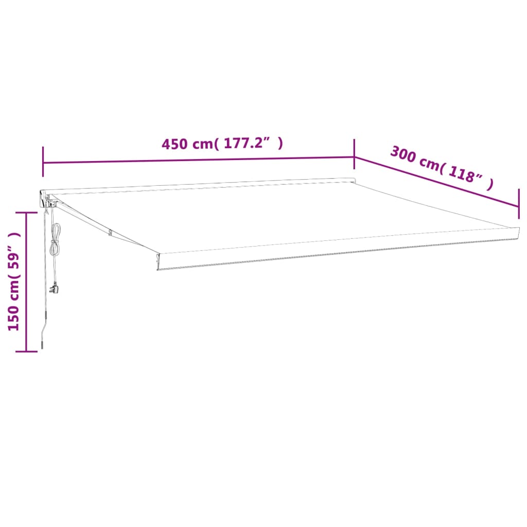 Toldo retráctil aluminio y tela amarillo y blanco 4,5x3 m vidaXL