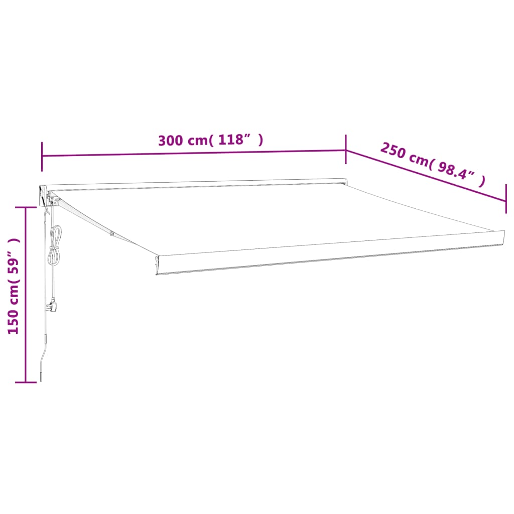 Toldo retráctil aluminio y tela gris antracita 3x2,5 m vidaXL