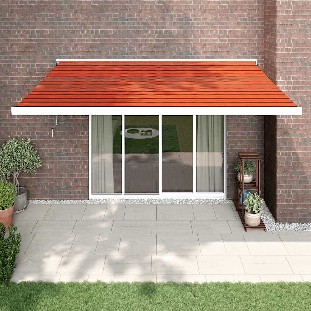 Vetonek Toldo retráctil aluminio y tela naranja y marrón 4x3 m