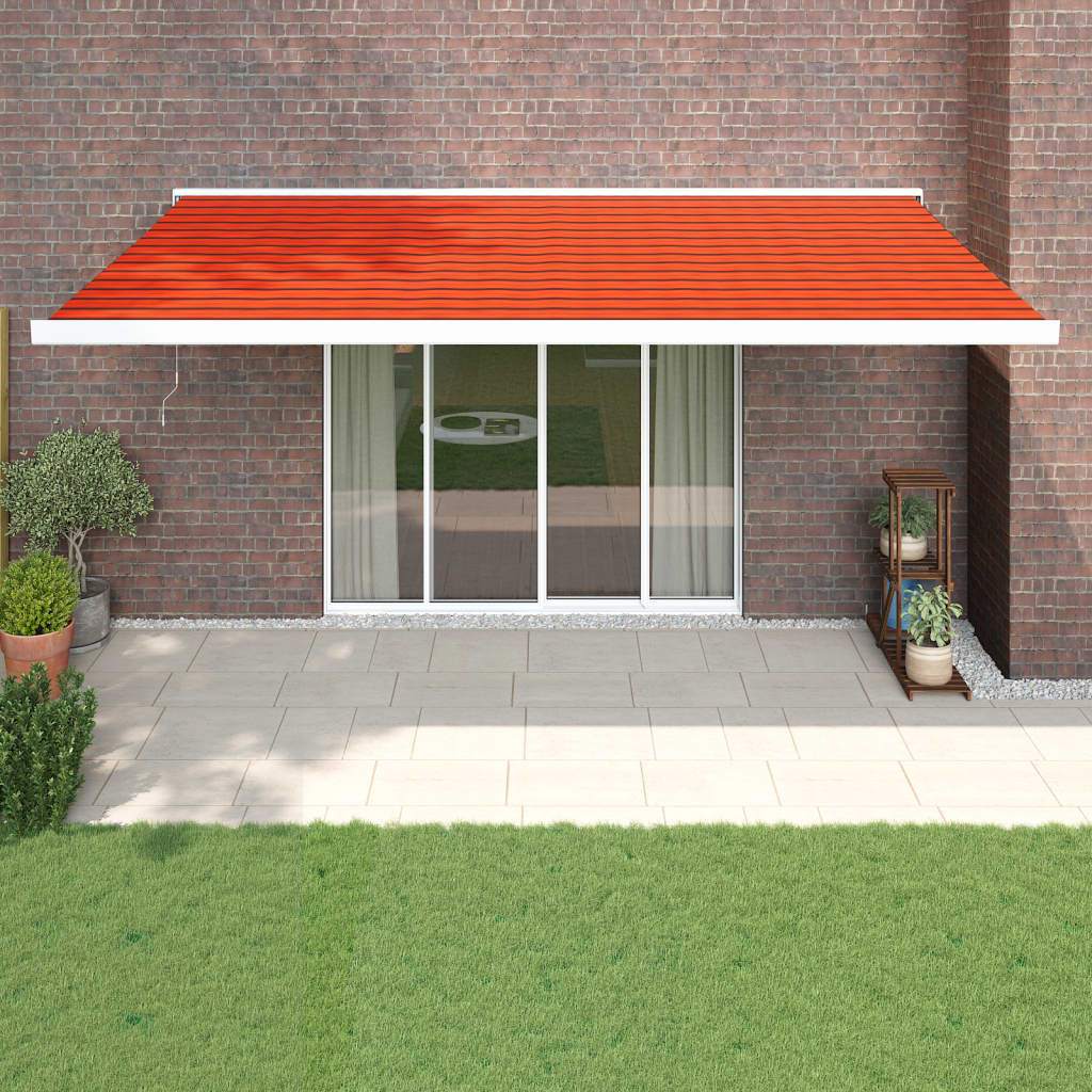 Vetonek Toldo retráctil aluminio y tela naranja y marrón 5x3 m