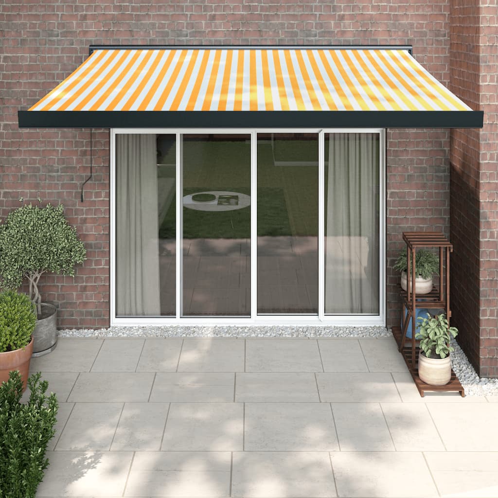 Vetonek Toldo retráctil aluminio y tela blanco y amarillo 3x2,5 m