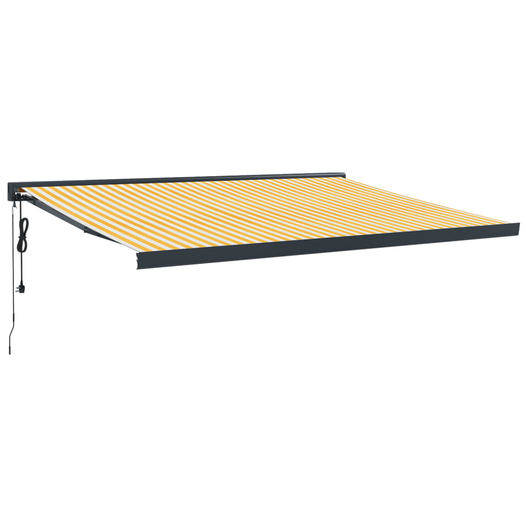 Toldo retráctil aluminio y tela amarillo y blanco 4,5x3 m vidaXL