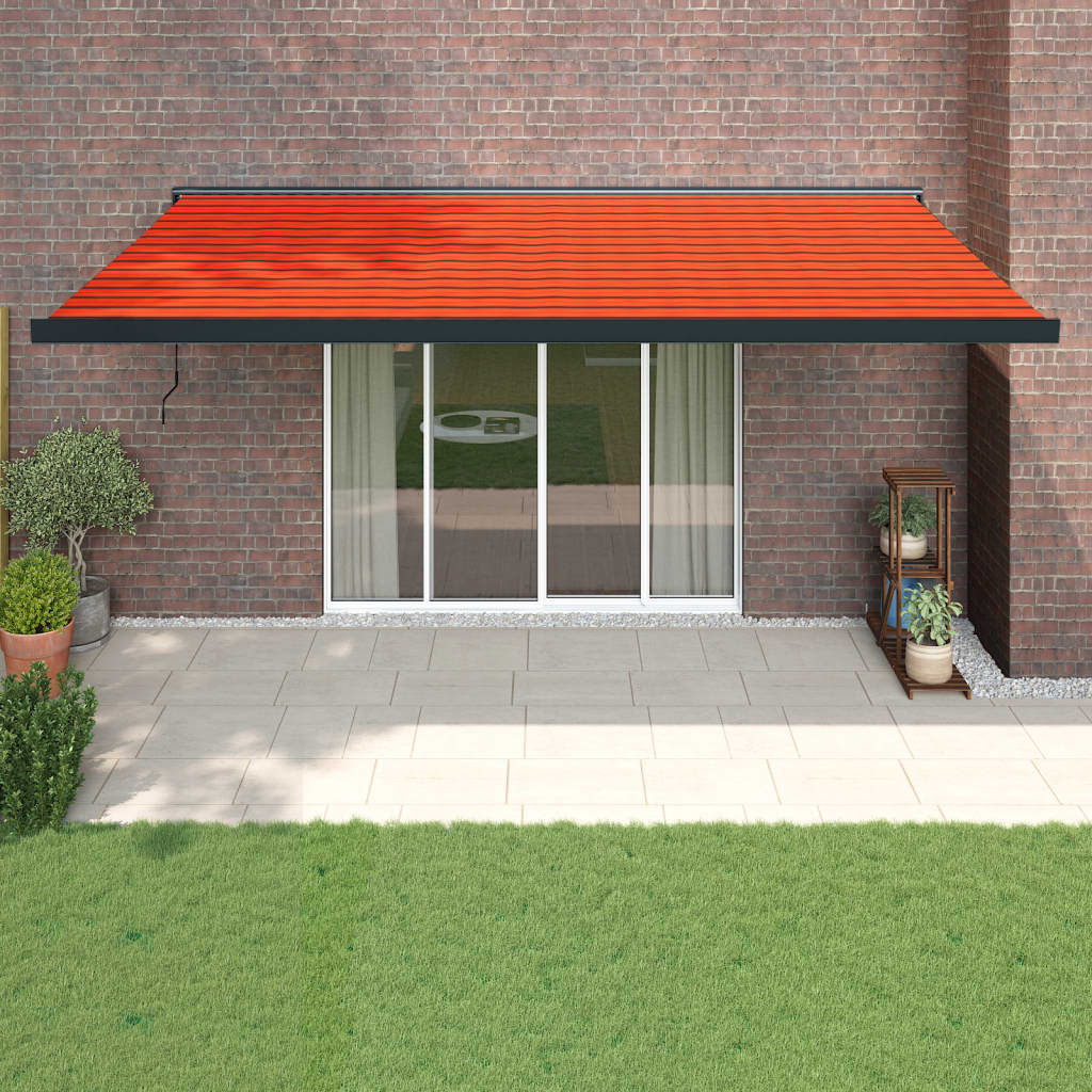 Vetonek Toldo retráctil aluminio y tela naranja y marrón 5x3 m