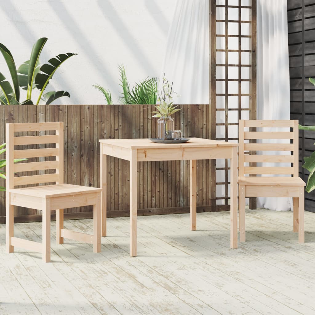 Table de jardin et chaises 3 pièces en bois solide en bois