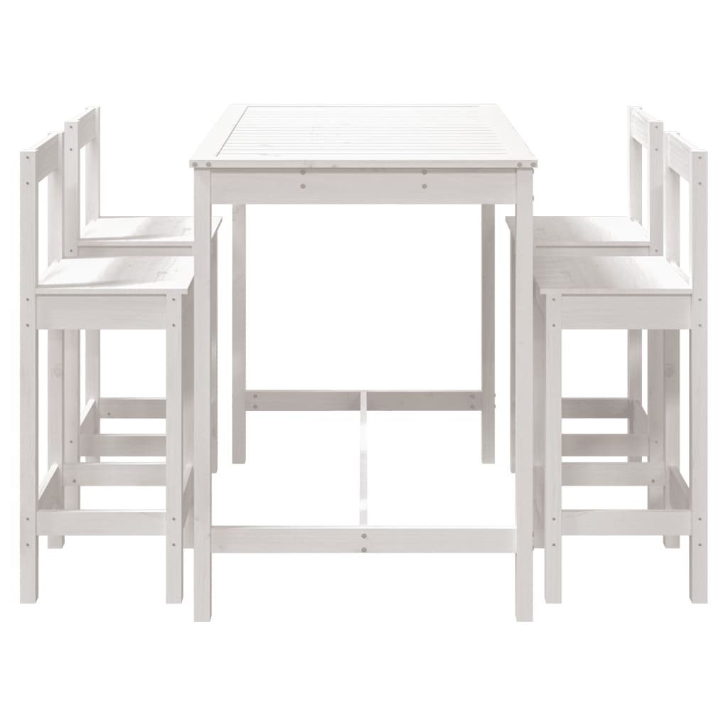 Set de mesa y taburetes altos jardín 5 pzas madera pino blanco vidaXL