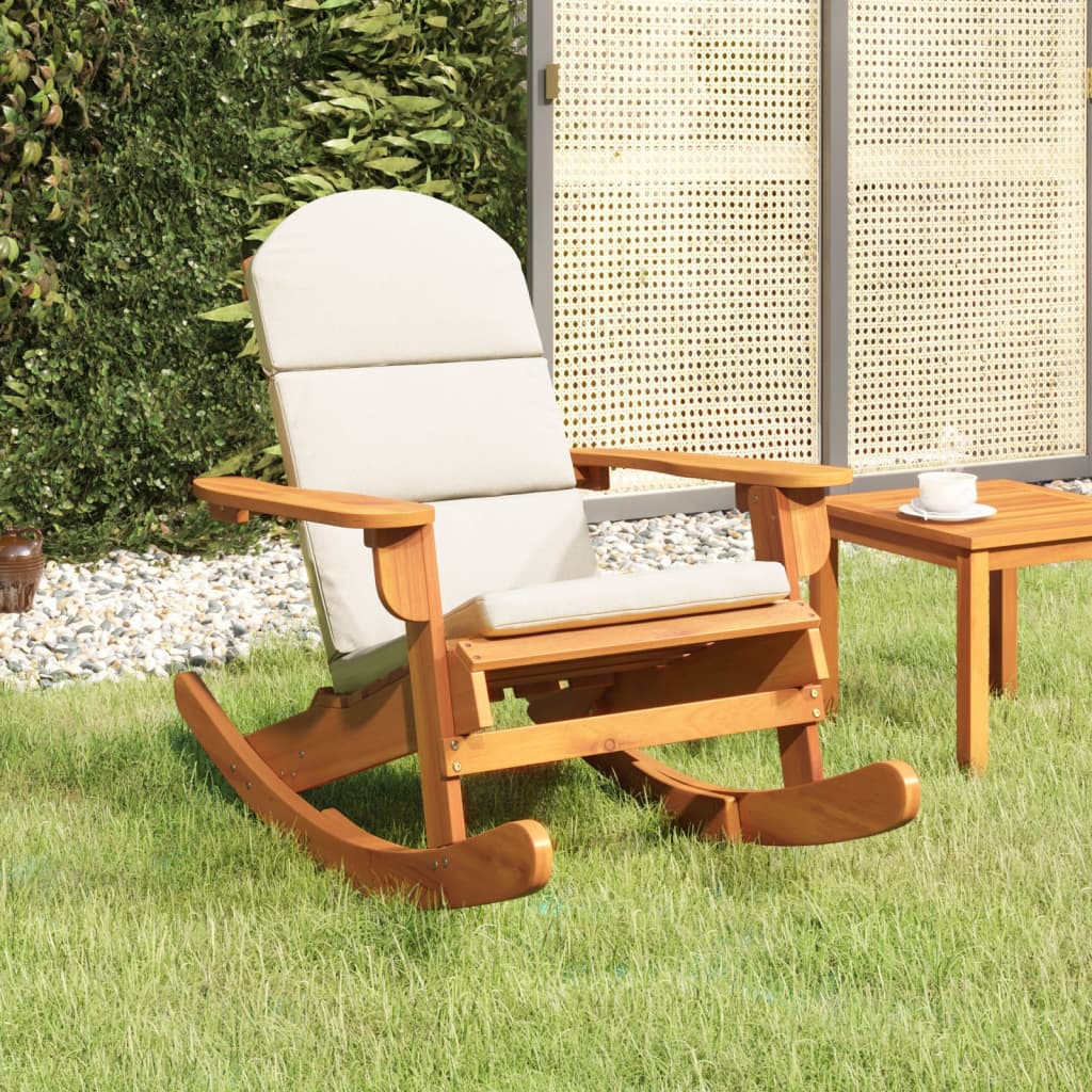 Vetonek Silla mecedora Adirondack con cojines madera maciza acacia