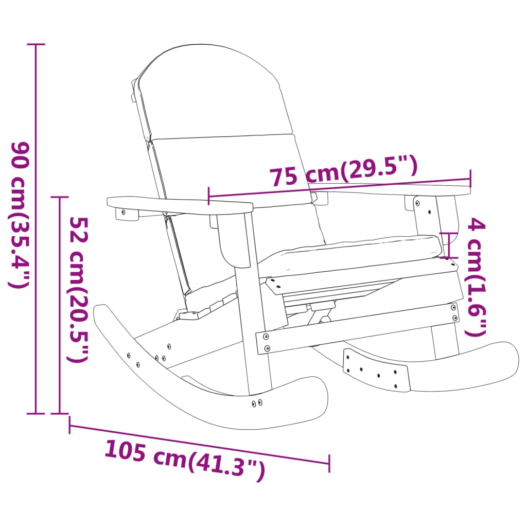 Silla mecedora Adirondack con cojines madera maciza acacia vidaXL