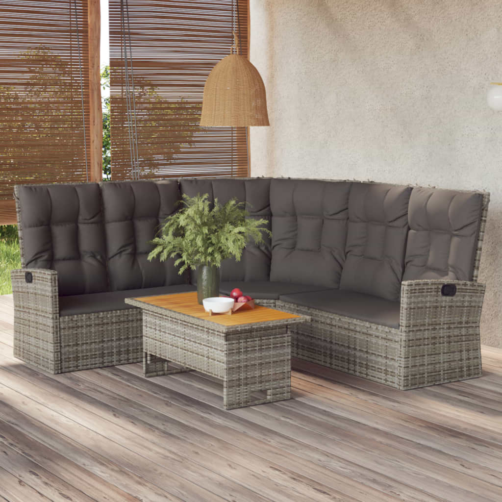 Vetonek Set de muebles de jardín 2 pzas cojines ratán sintético gris