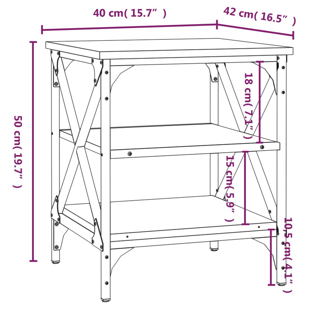 Mesas auxiliares 2 uds madera roble Sonoma 40x42x50 cm vidaXL