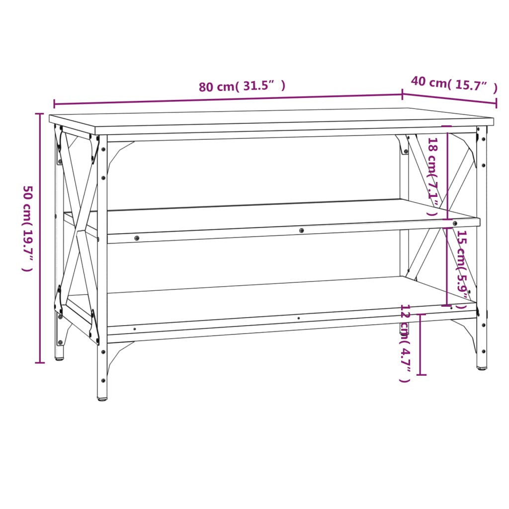 Mueble para TV madera roble ahumado 80x40x50 cm vidaXL